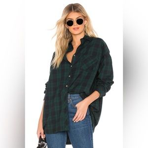 Oversized plaid button down